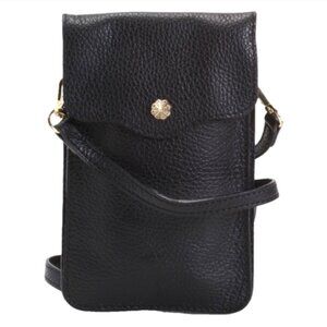 Isadora Black Leather Phone Crossbody